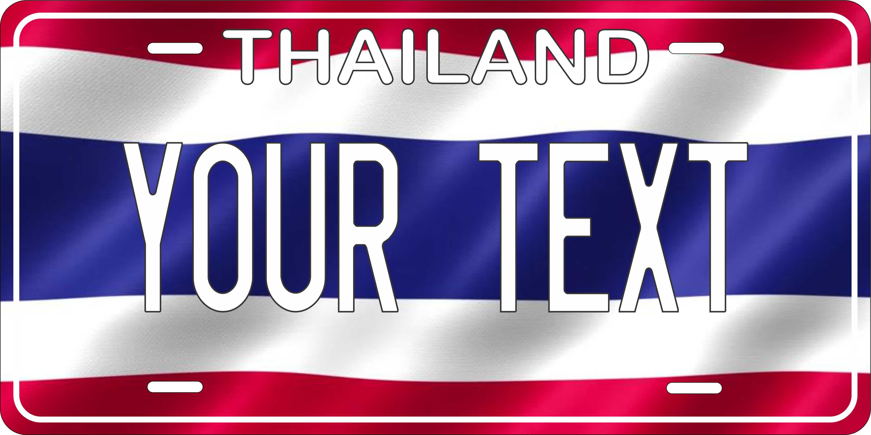 Thailand Asia Flag Wave License Plate personalized Novelty Fun Car Bike Motorcycle