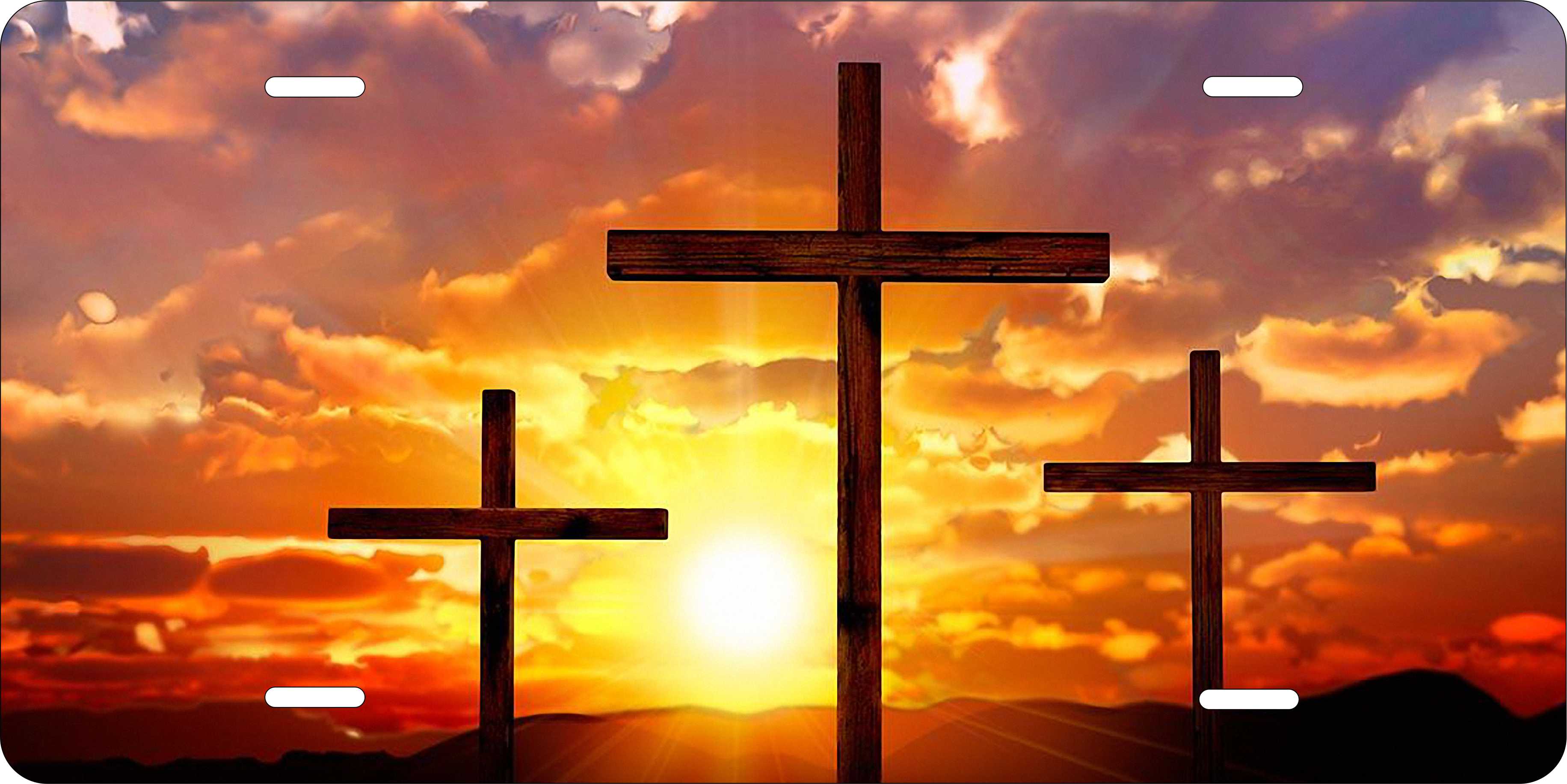 Three Crosses Christian License Plate personalized Novelty Fun Car Bike Motorcycle