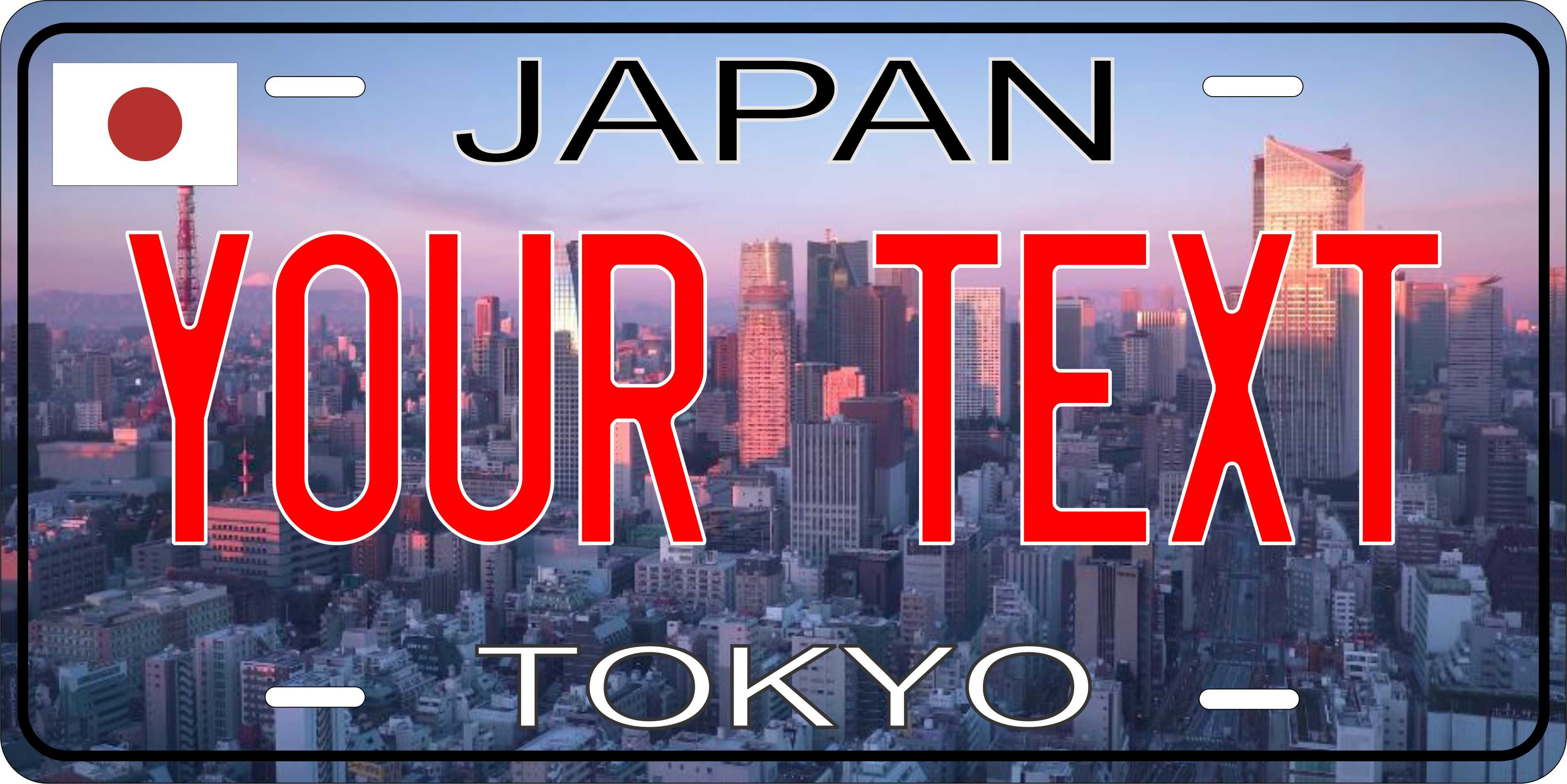 Tokyo Japan Asia Flag city License Plate personalized Novelty Fun Car Bike Motorcycle
