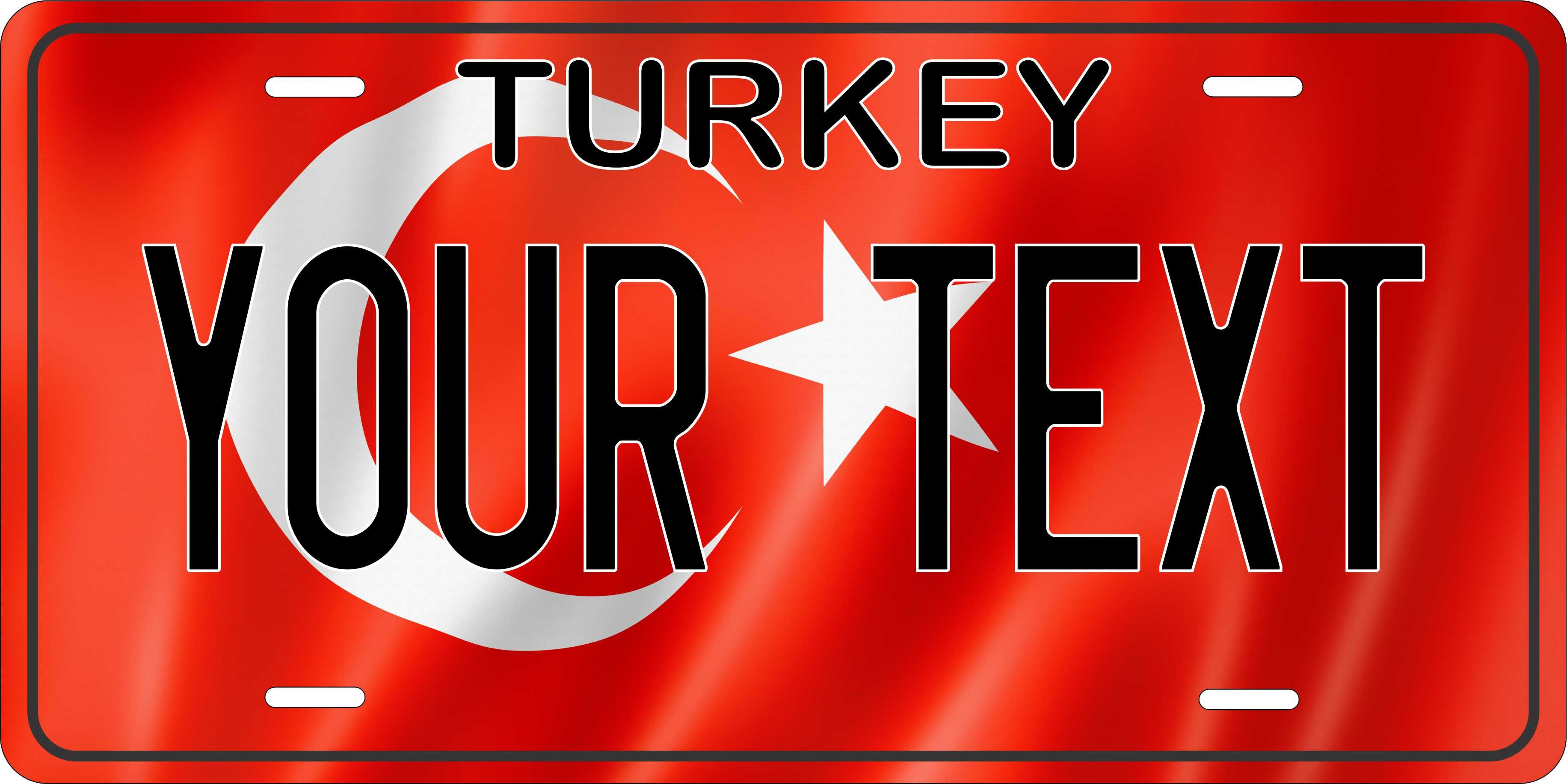 Turkey Europe Flag Wave License Plate personalized Novelty Fun Car Bike Motorcycle