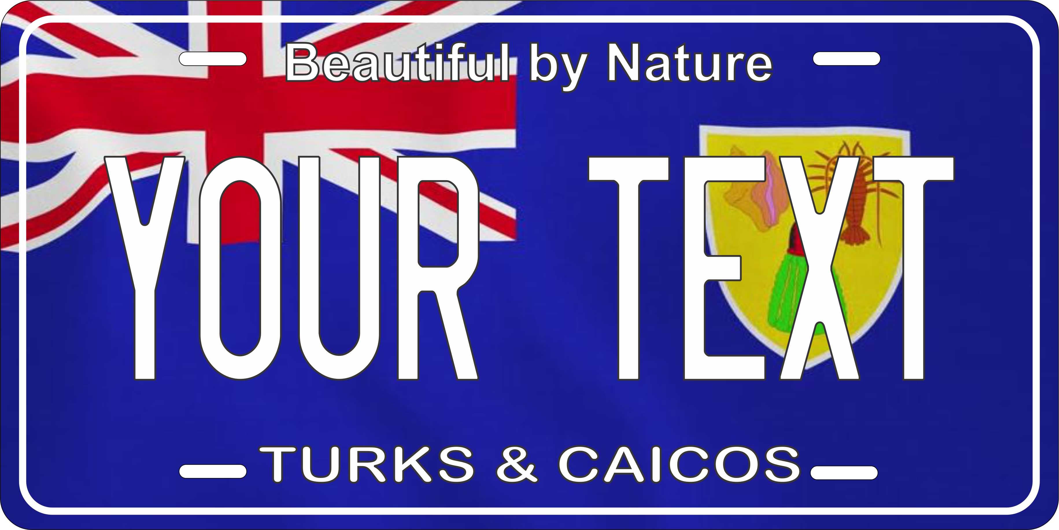 Turks Caicos Flag Wave CARI License Plate Custom Novelty Car Bike Motorcycle