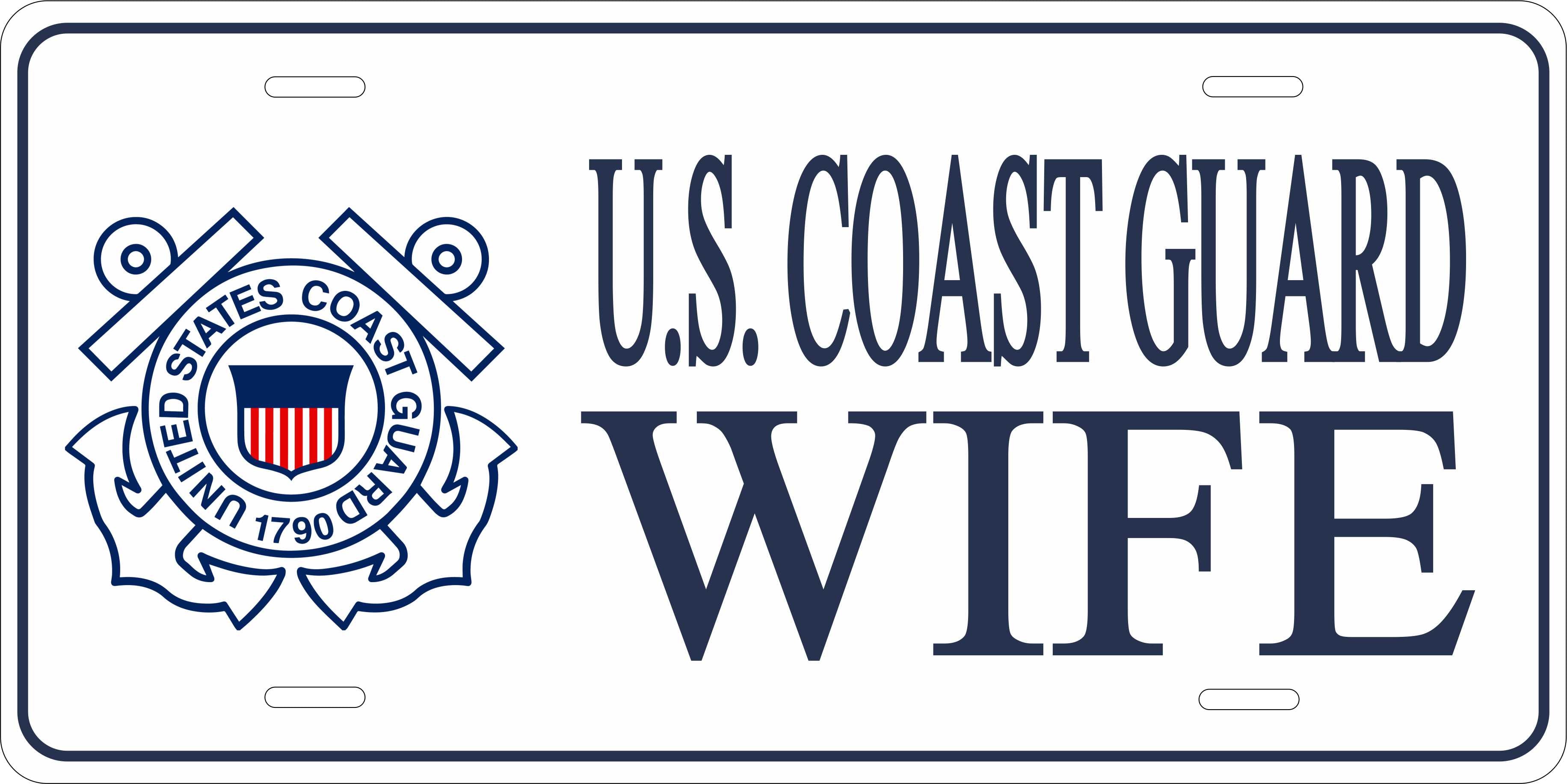 US Coast Guard Wife Military License Plate personalized Novelty Fun Car Bike Motorcycle
