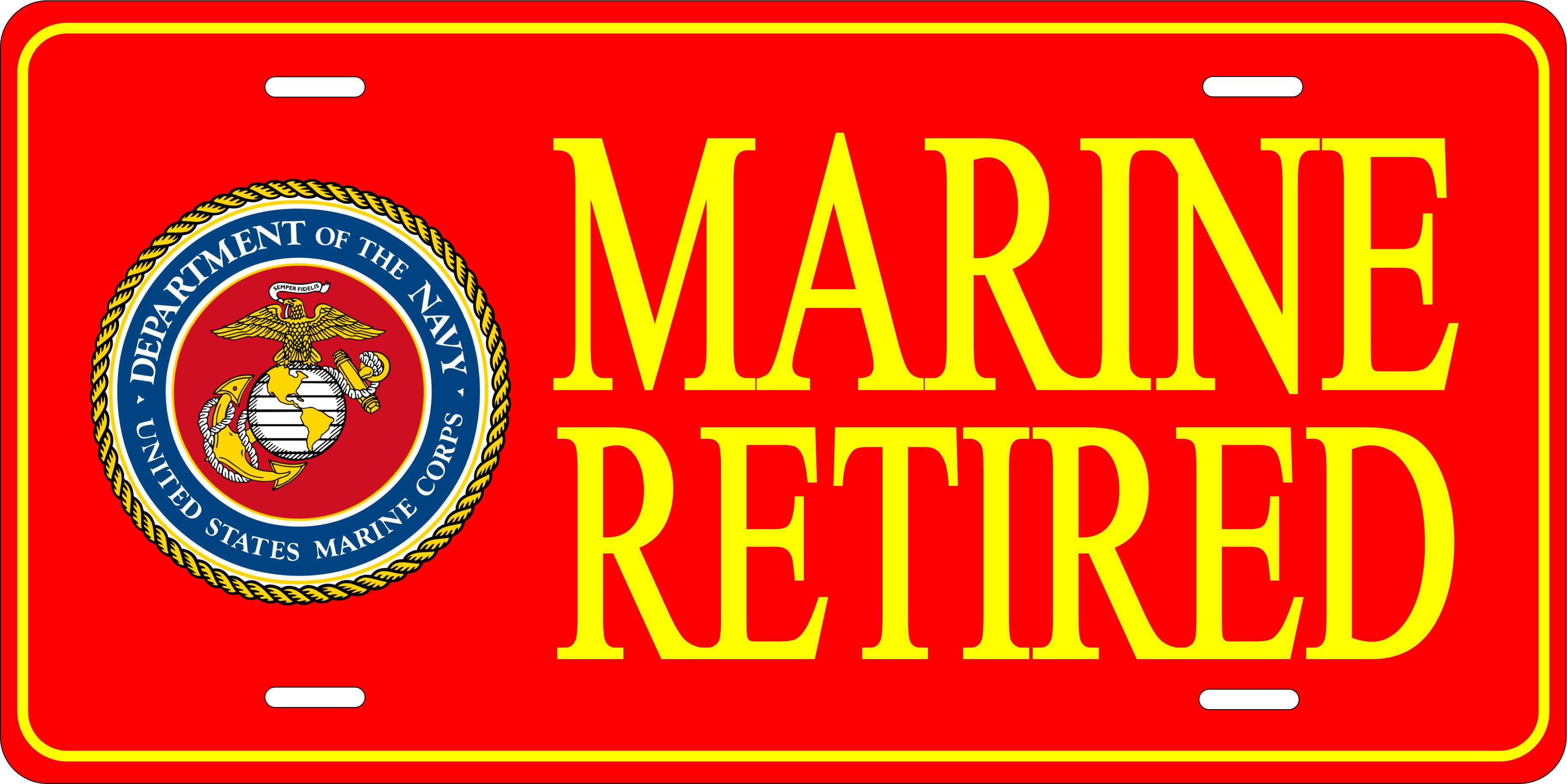 USMC Retired Military License Plate personalized Novelty Fun Car Bike Motorcycle