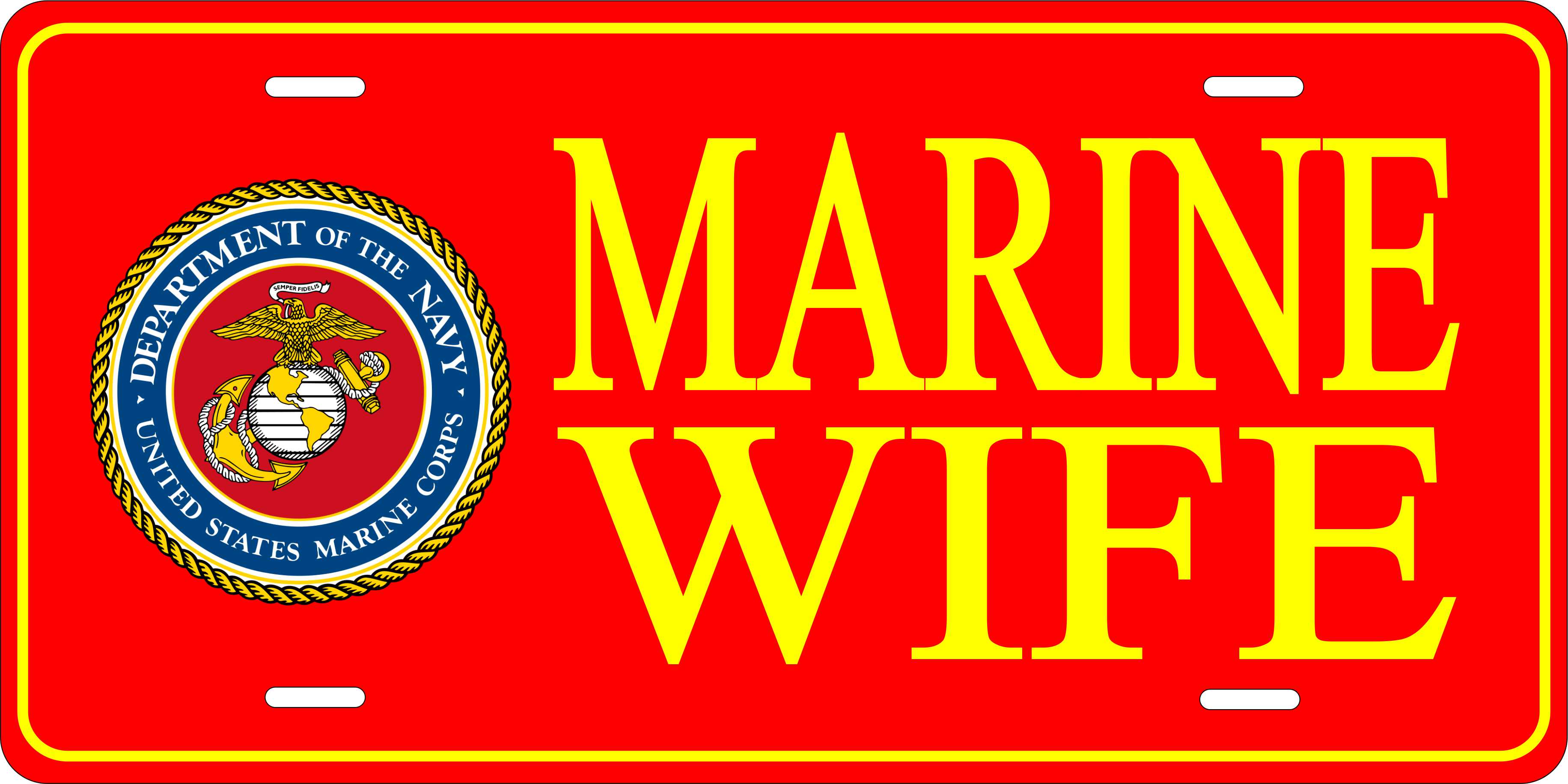 USMC Wife Military License Plate personalized Novelty Fun Car Bike Motorcycle