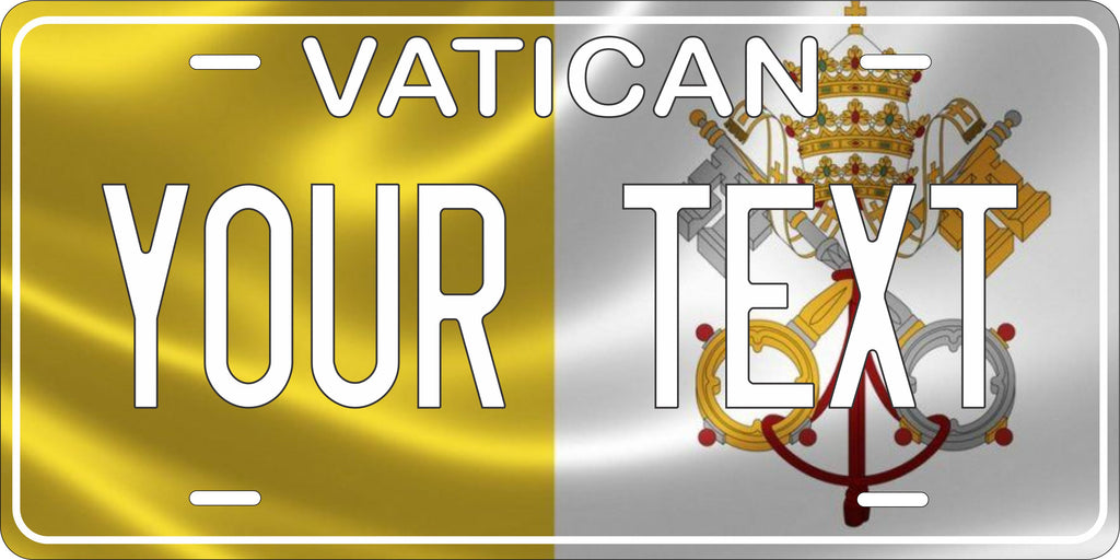 Vatican Europe Flag Wave License Plate personalized Novelty Fun Car Bike Motorcycle