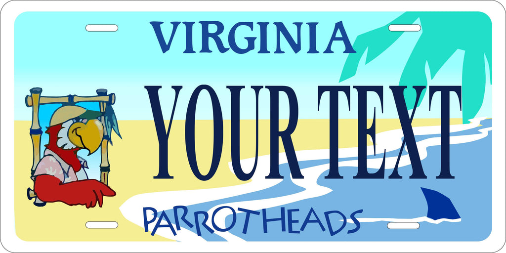 Virginia State Parrot head License Plate Personalized Novelty Fun Car Bike Motorcycle