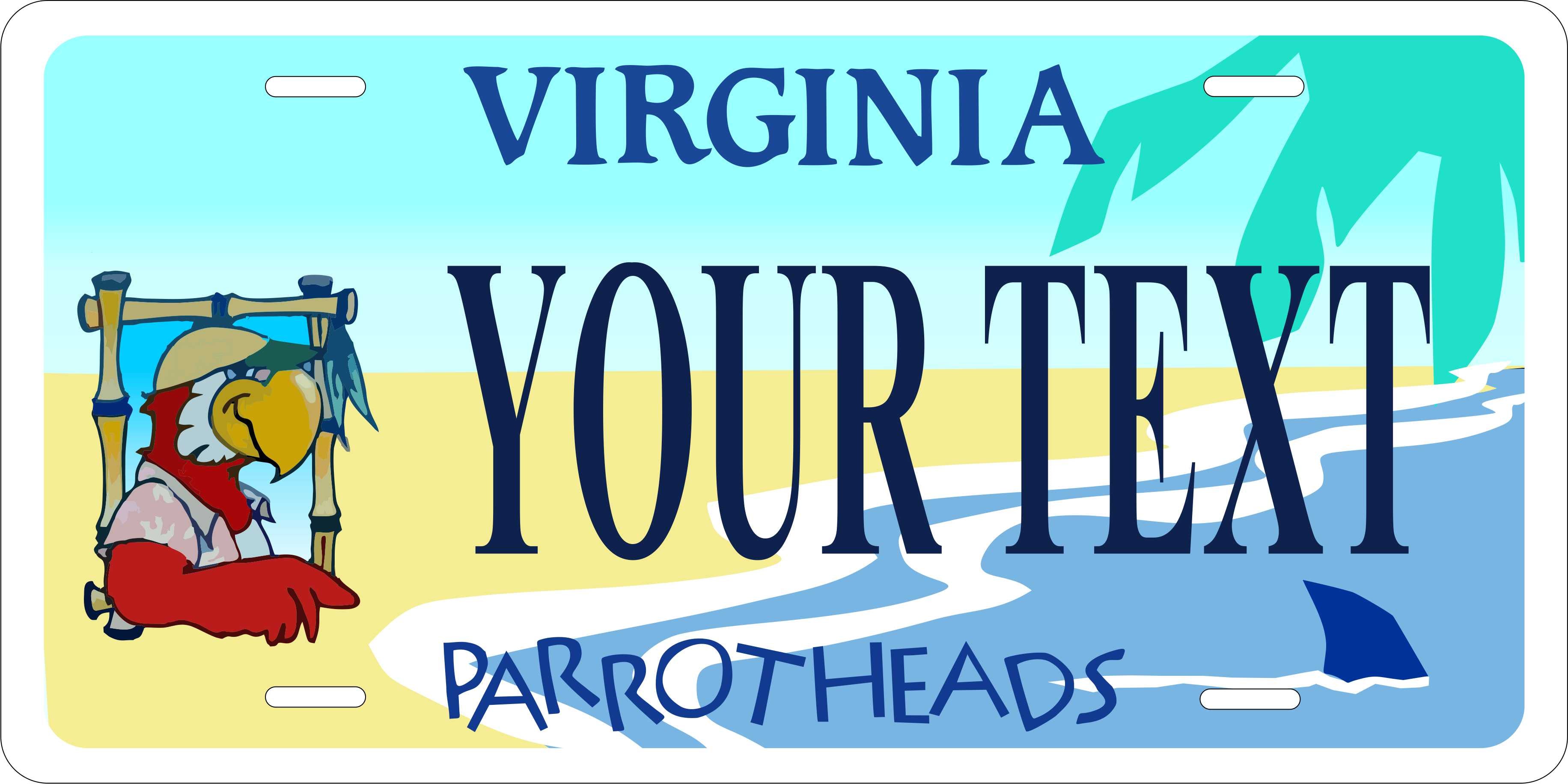 Virginia State Parrot head License Plate Personalized Novelty Fun Car Bike Motorcycle