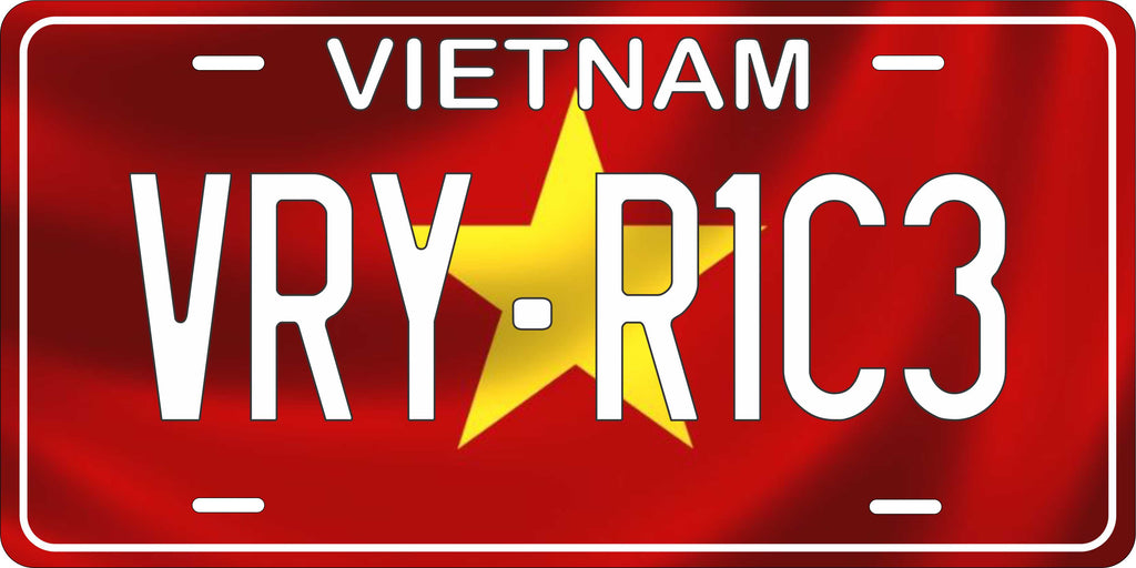 Vietnam Asia Flag Wave License Plate personalized Novelty Fun Car Bike Motorcycle