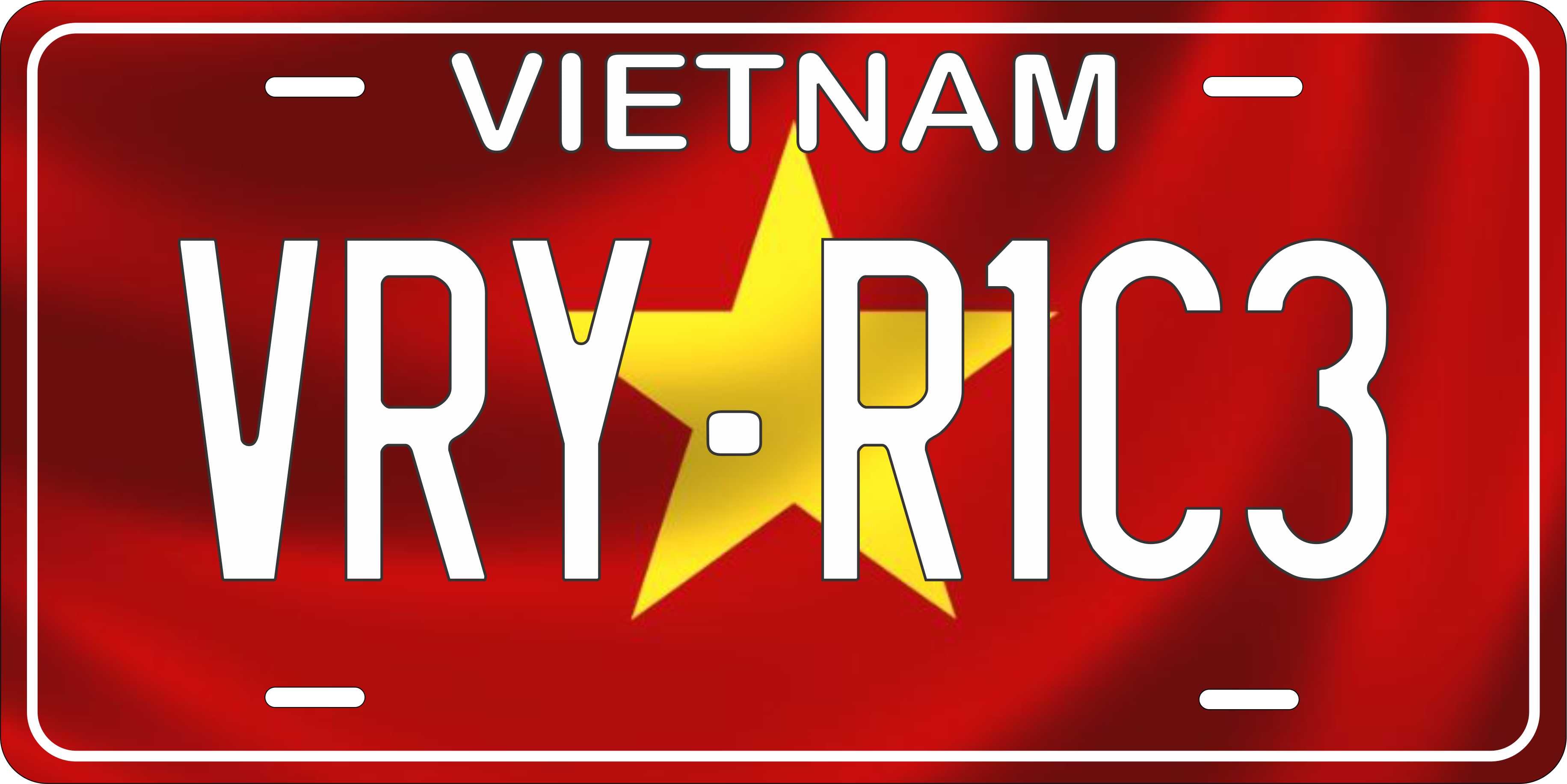 Vietnam Asia Flag Wave License Plate personalized Novelty Fun Car Bike Motorcycle