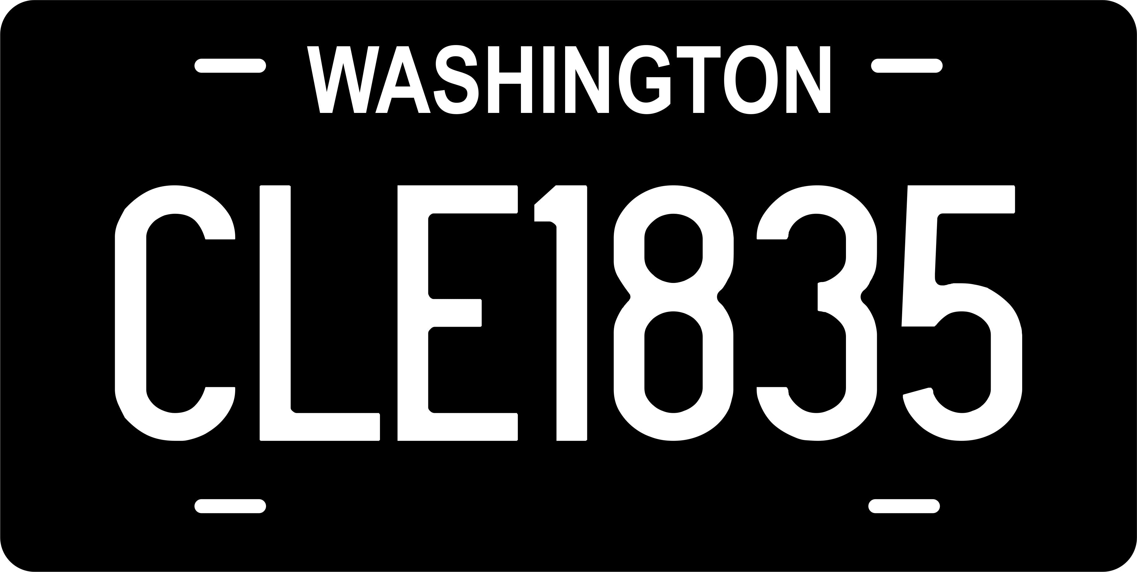 Washington State Black White License Plate Personalized Novelty Fun Car Bike Motorcycle