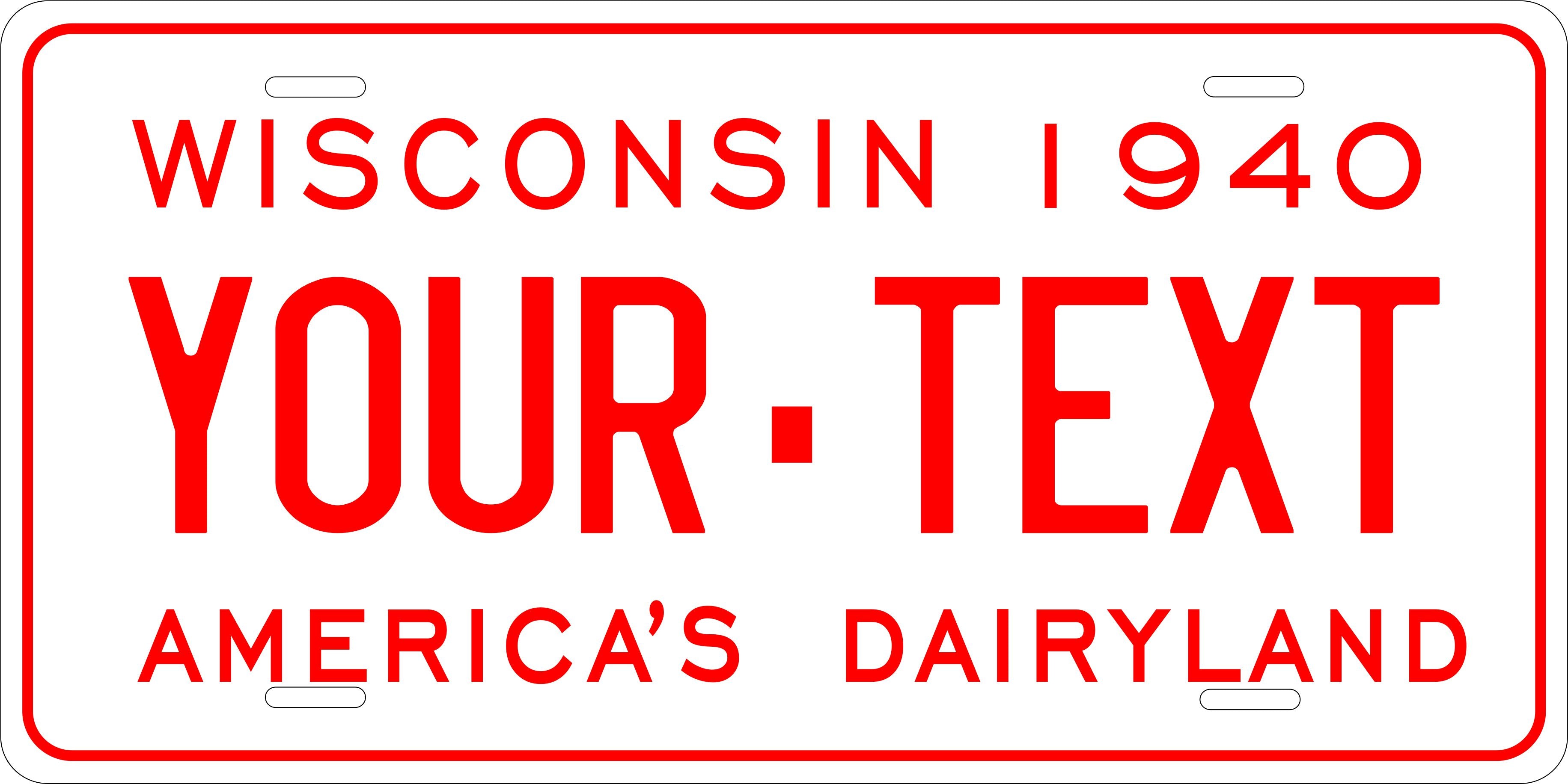 Wisconsin 1940 License Plate Personalized Novelty Fun Car Bike Motorcycle