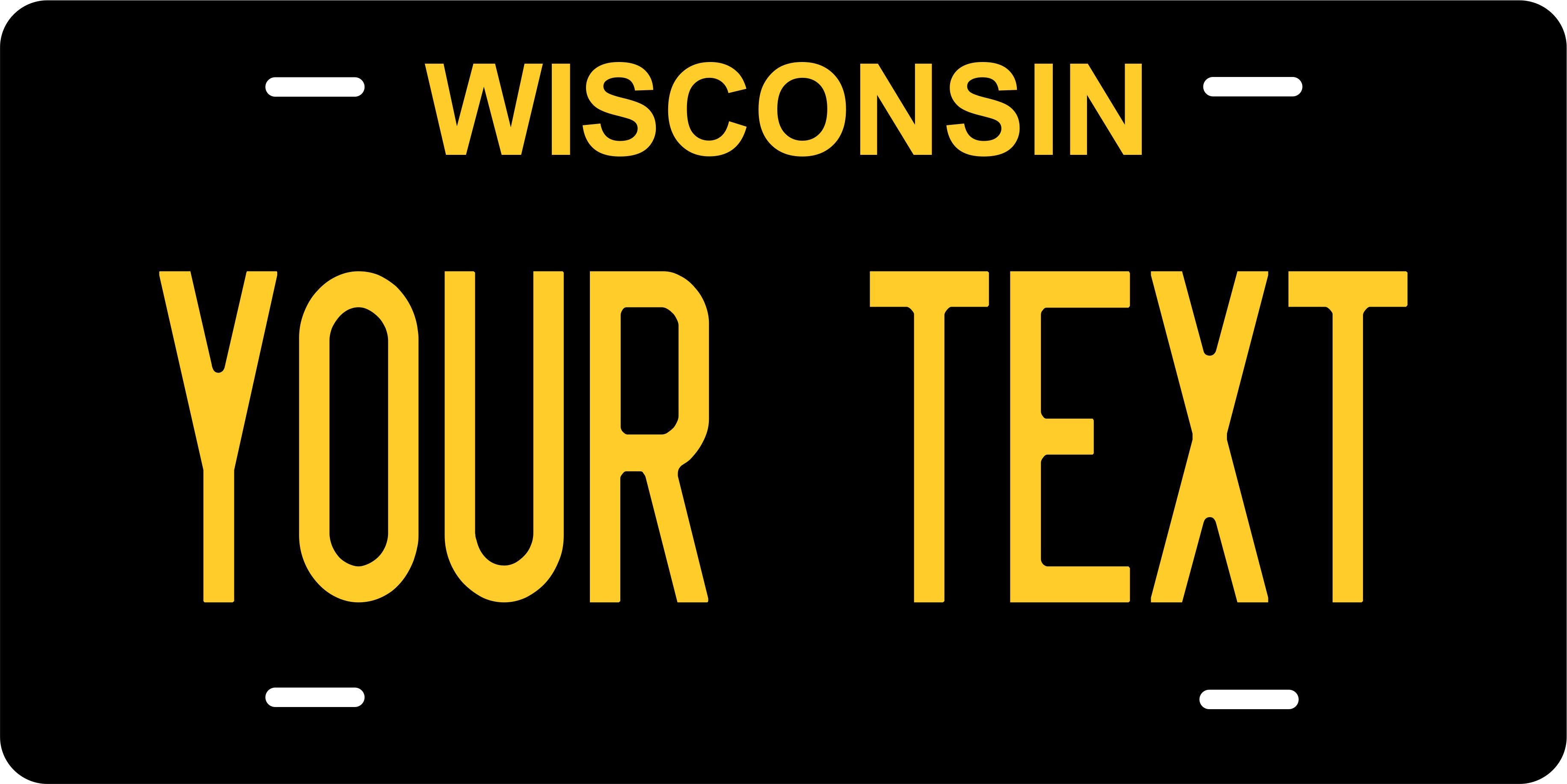 Wisconsin Black Yellow License Plate Personalized Novelty Fun Car Bike Motorcycle