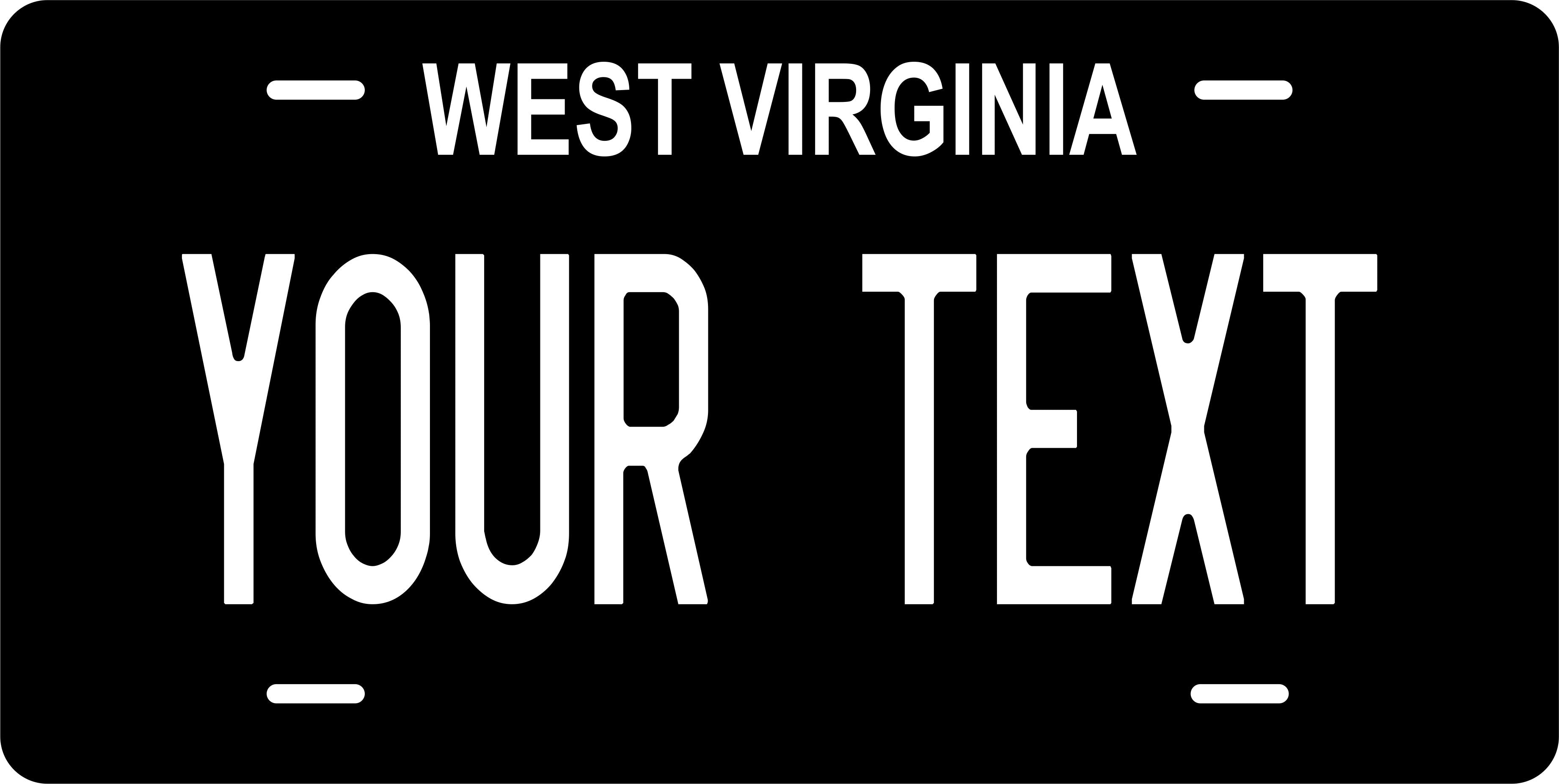 West Virginia Black White License Plate Personalized Novelty Fun Car Bike Motorcycle