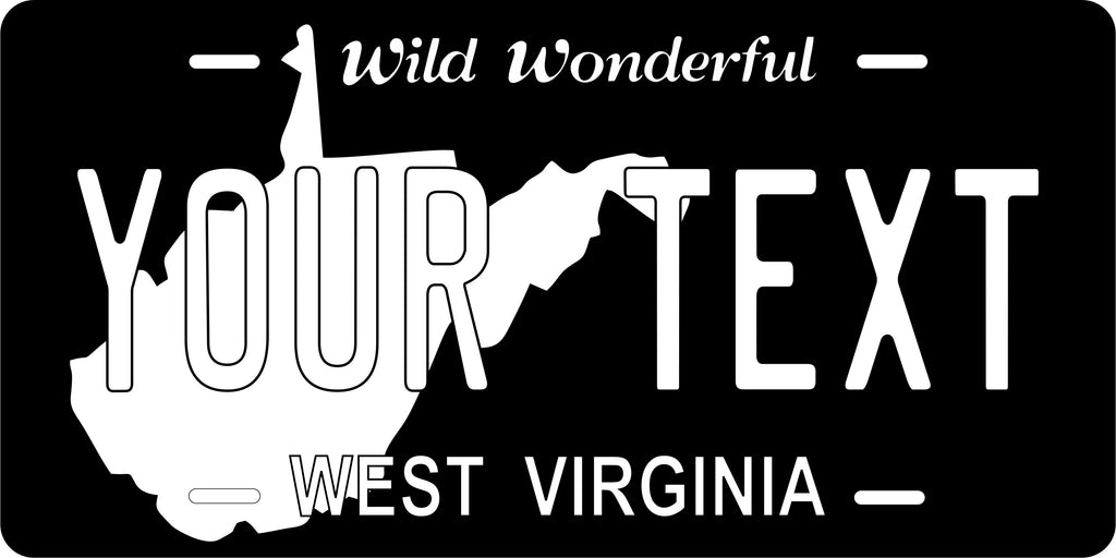 West Virginia Black Shape License Plate Personalized Novelty Fun Car Bike Motorcycle