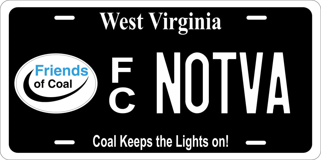 West Virginia Coal License Plate Personalized Novelty Fun Car Bike Motorcycle