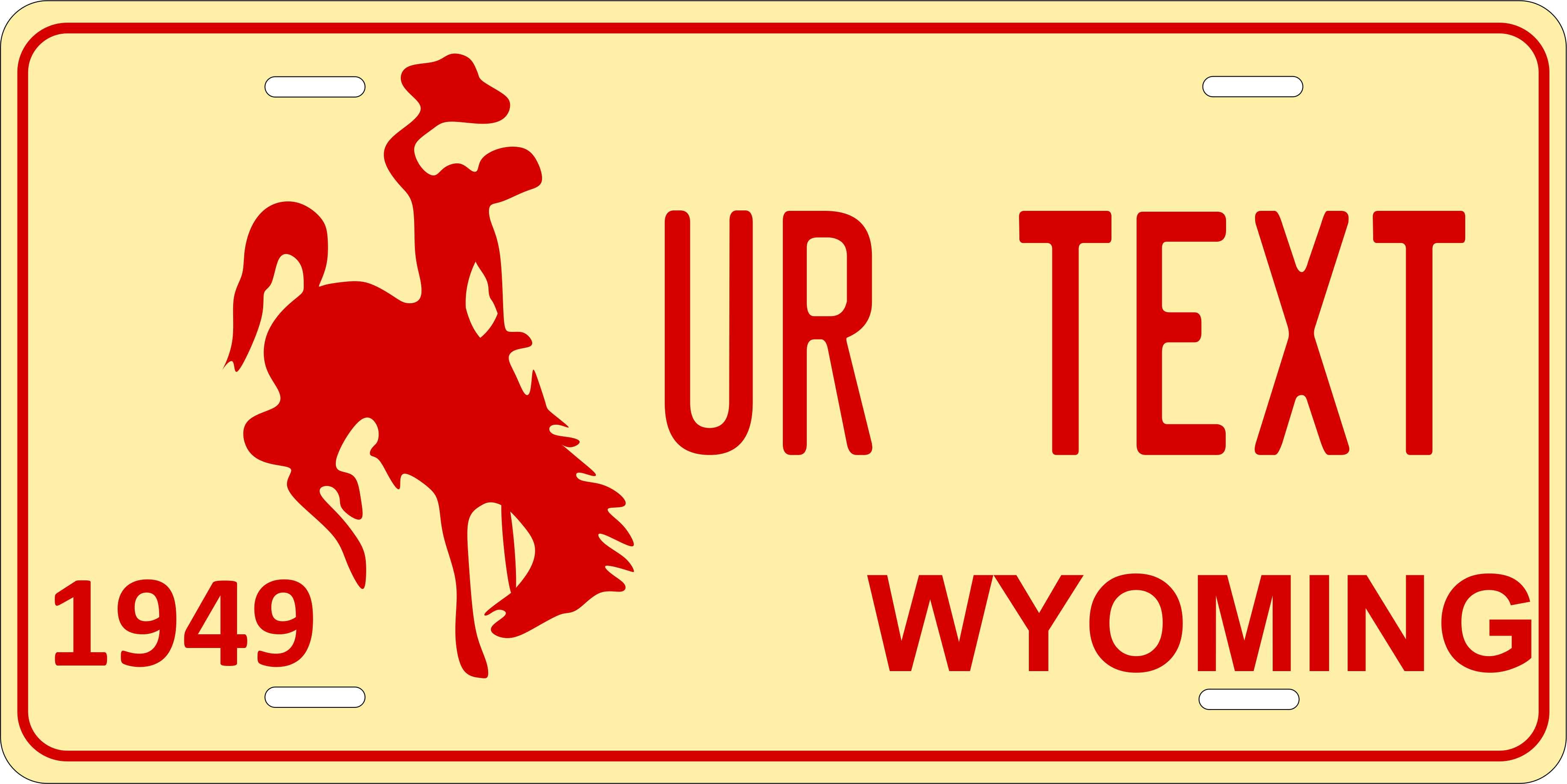 Wyoming 1949 License Plate Yellow personalized Novelty Fun Car Bike Motorcycle