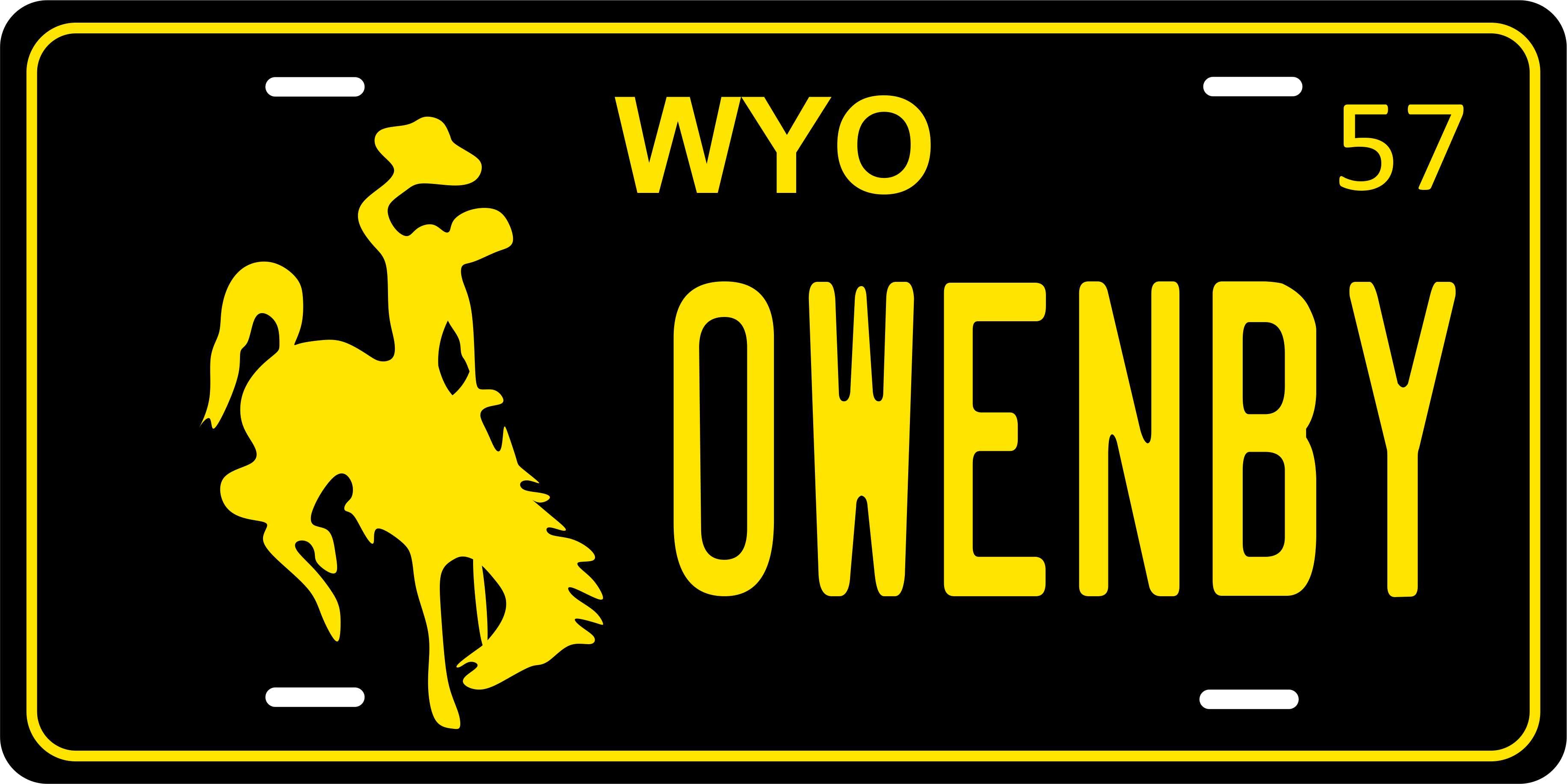 Wyoming 1957 License Plate Yellow personalized Novelty Fun Car Bike Motorcycle