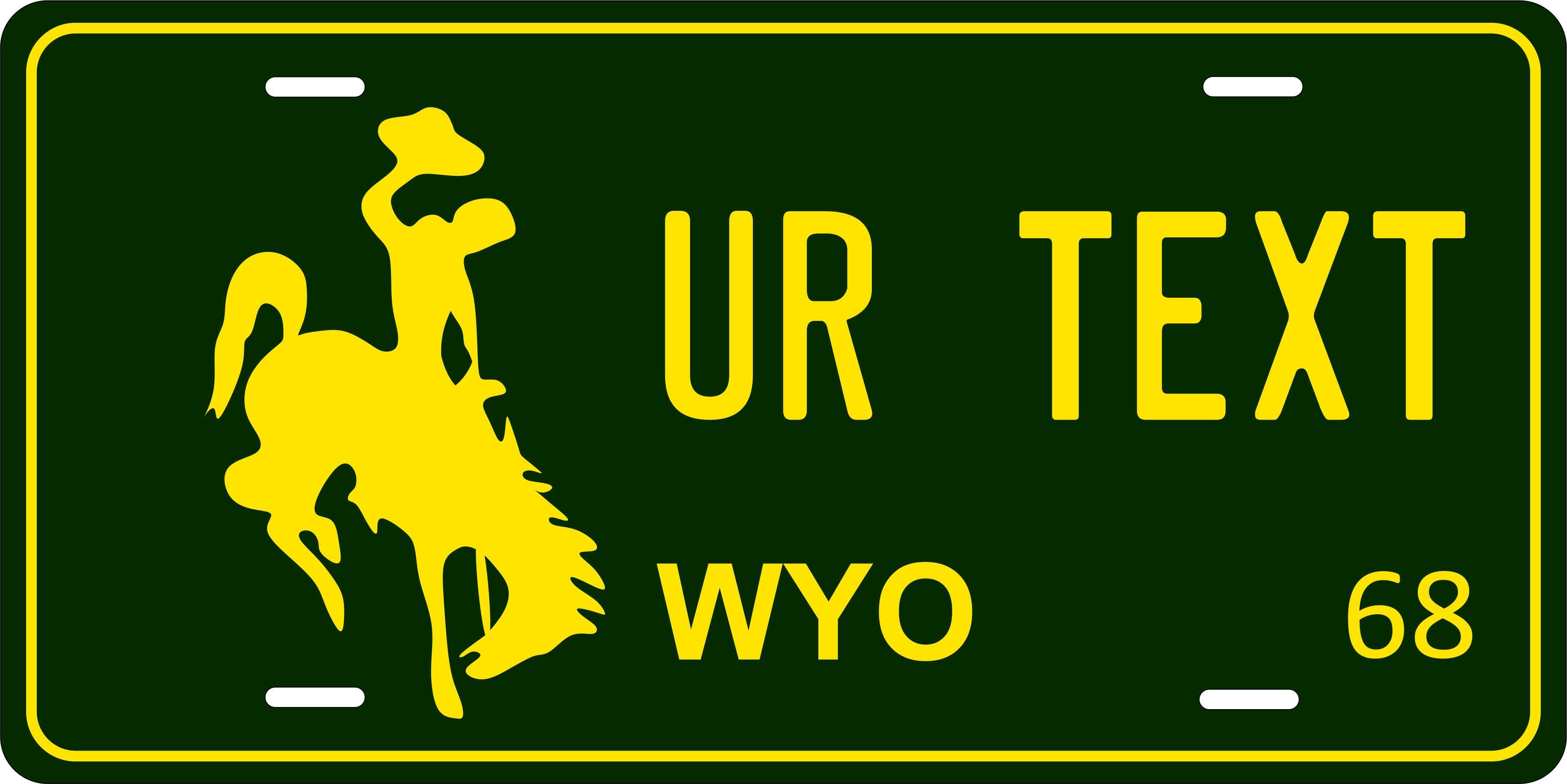 Wyoming 1968 License Plate Yellow personalized Novelty Fun Car Bike Motorcycle