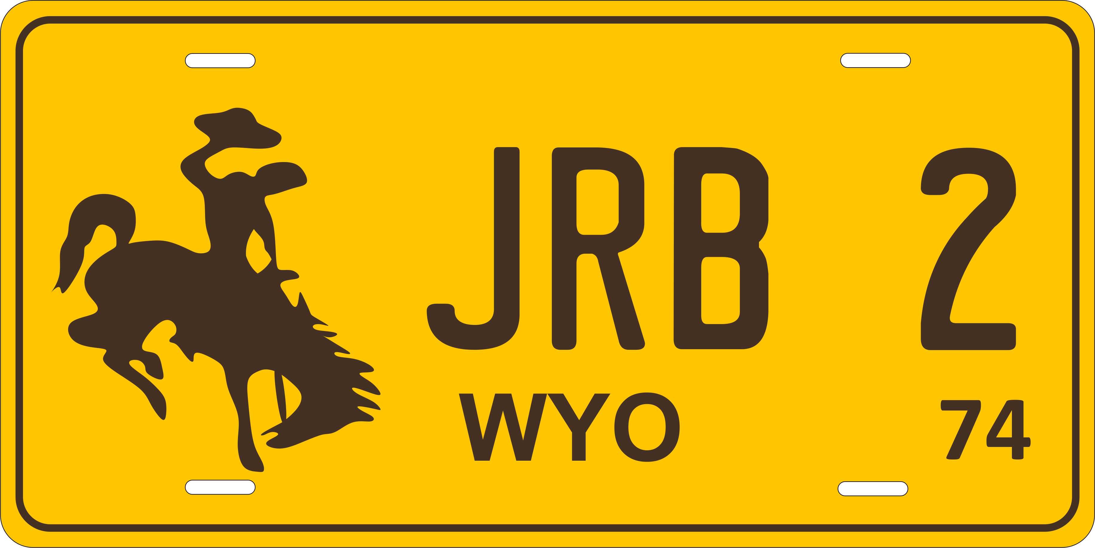 Wyoming 1974 License Plate Yellow personalized Novelty Fun Car Bike Motorcycle