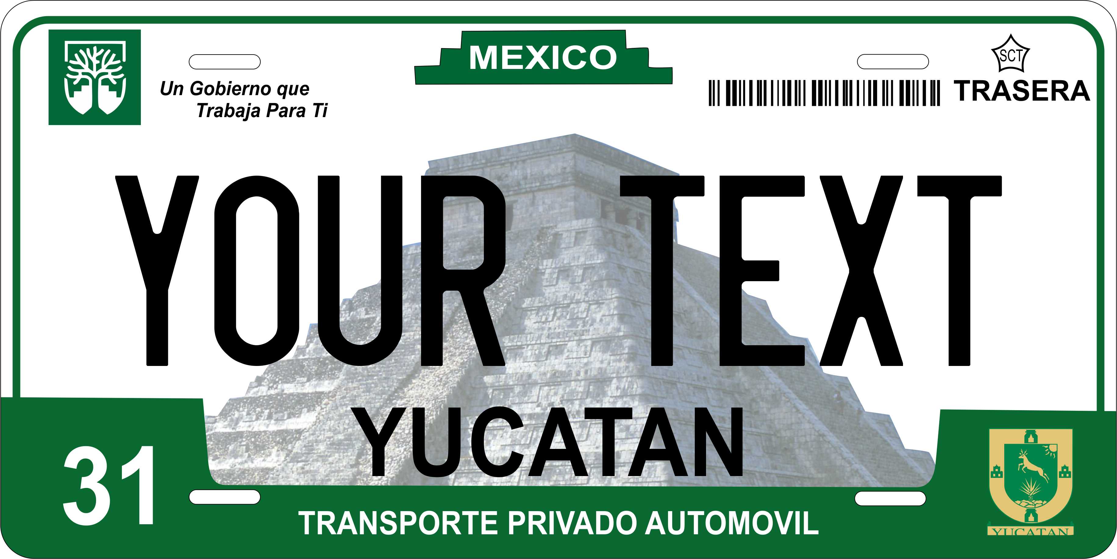 Yucatan 2015 Mexico CA License Plate Personalized Novelty Fun Car Bike Motorcycle