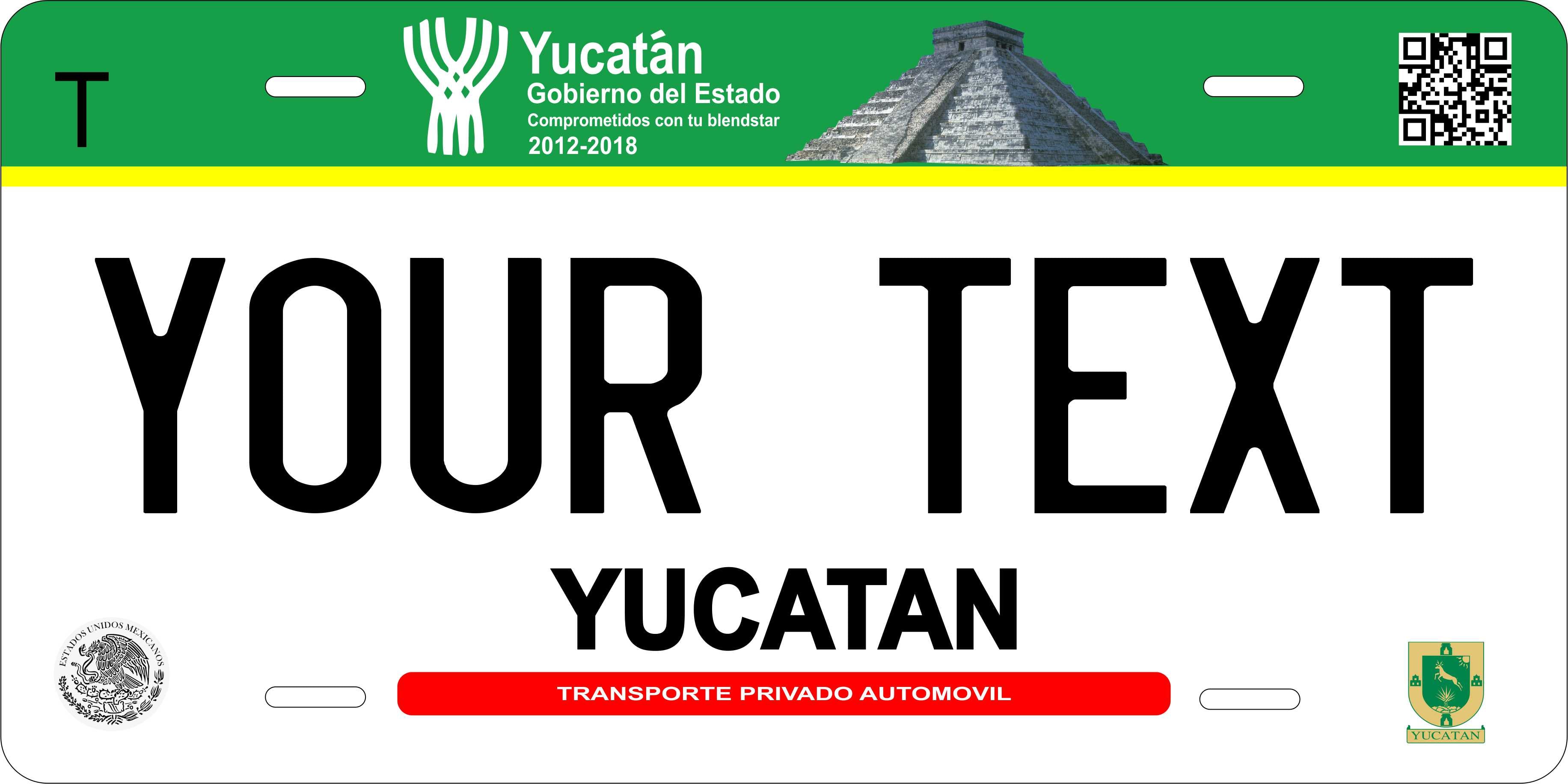 Yucatan 2017 Mexico CA License Plate Personalized Novelty Fun Car Bike Motorcycle