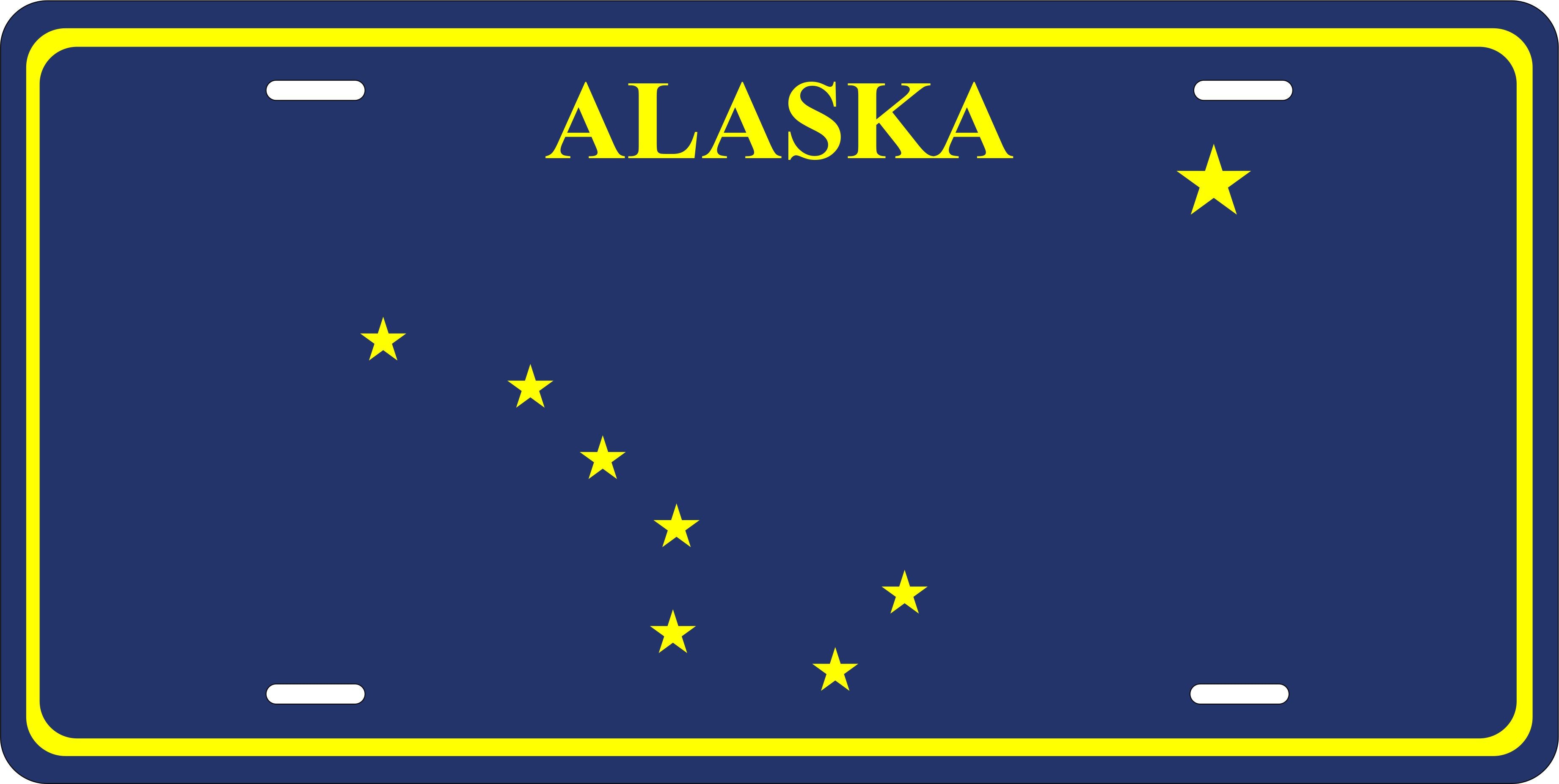 Alaska State Flag Based License Plate Yellow personalized Novelty Fun Car Bike Motorcycle
