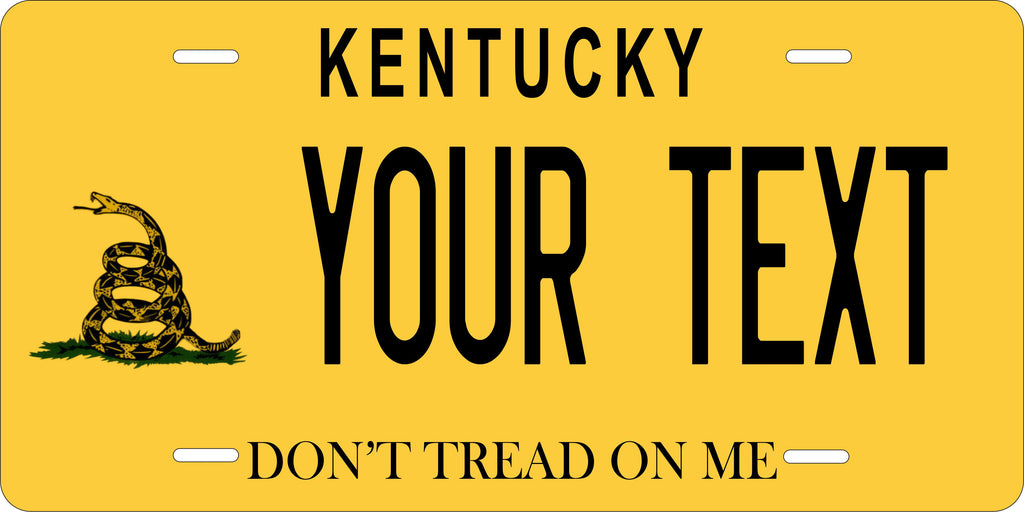 Kentucky Don't Tread on Me Yellow License Plate Personalized Novelty Fun Car Bike Motorcycle