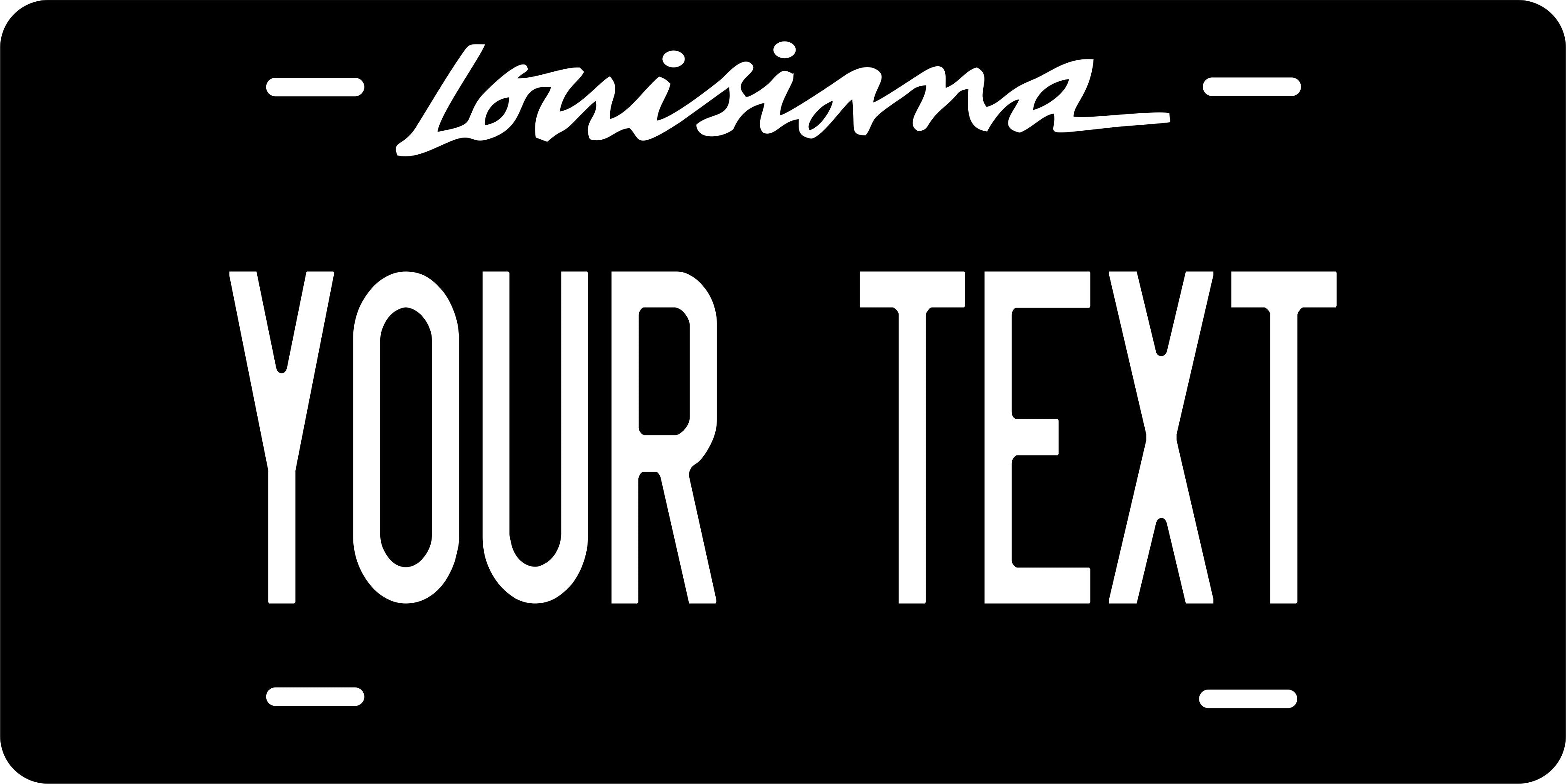 Louisiana Black White Cursive License Plate Personalized Novelty Fun Car Bike Motorcycle