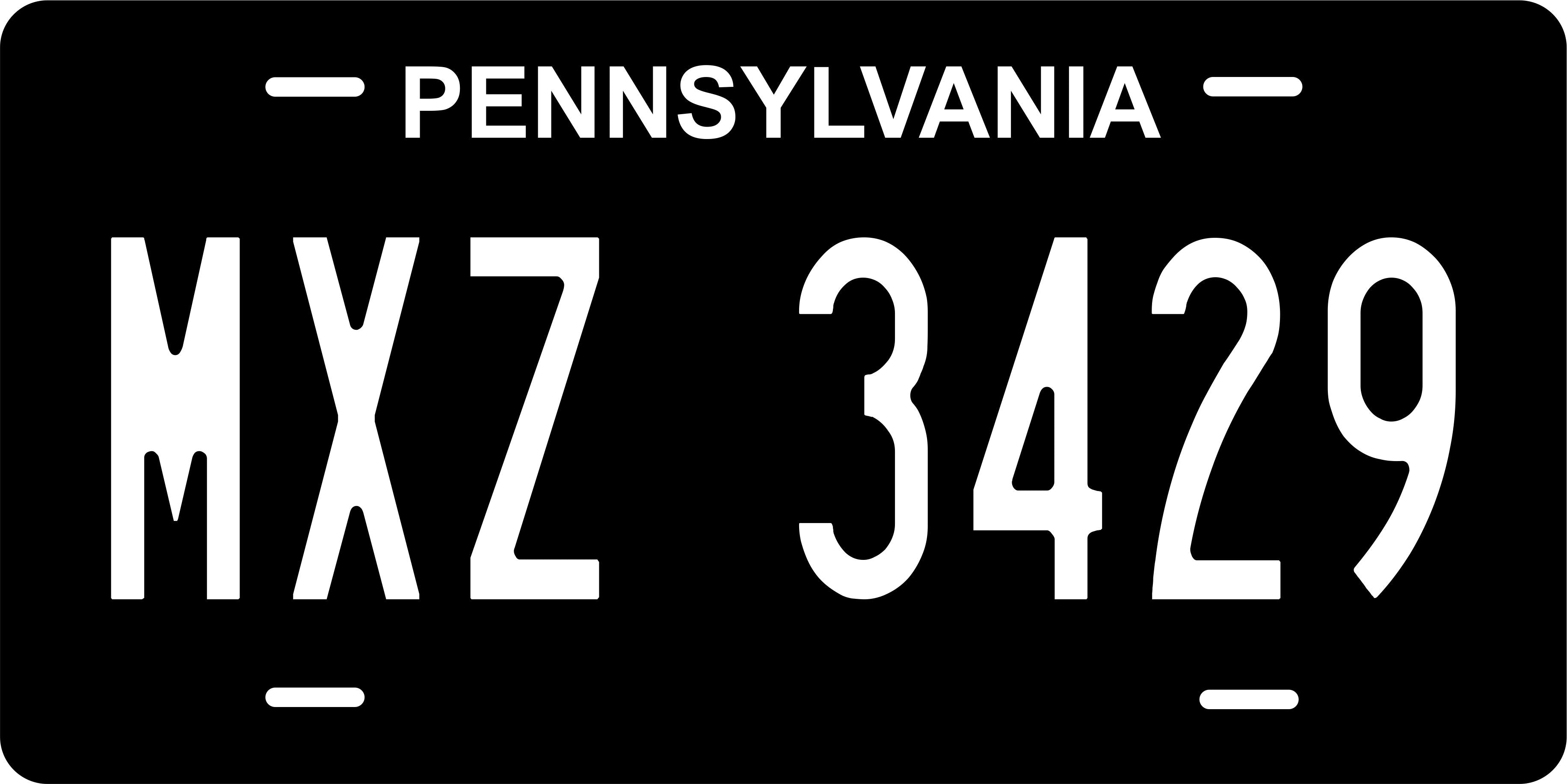 Pennsylvania Black White License Ver2 Plate Personalized Novelty Fun Car Bike Motorcycle