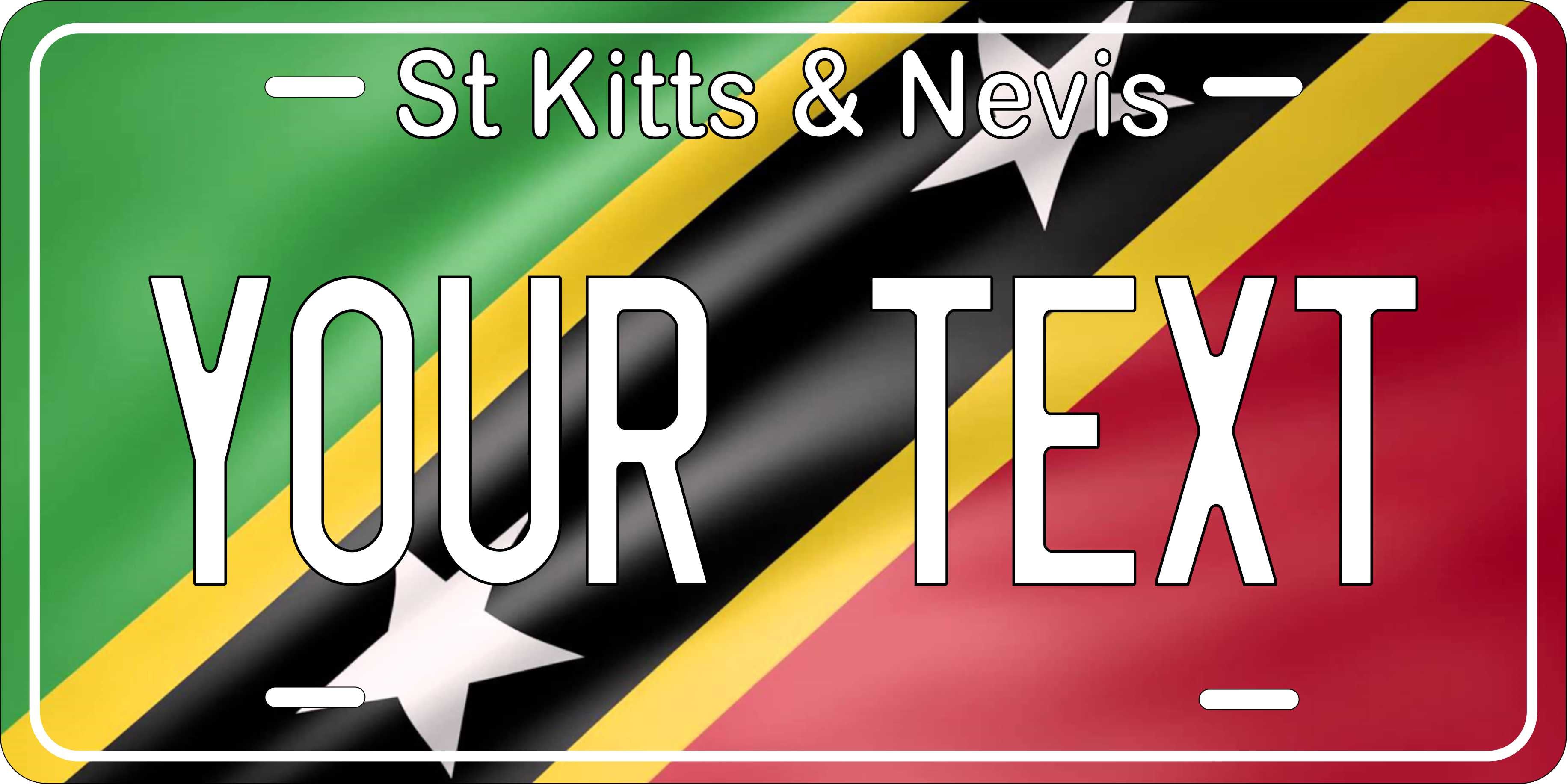 St Kitts Nevis Flag Wave CARI License Plate Custom Novelty Car Bike Motorcycle