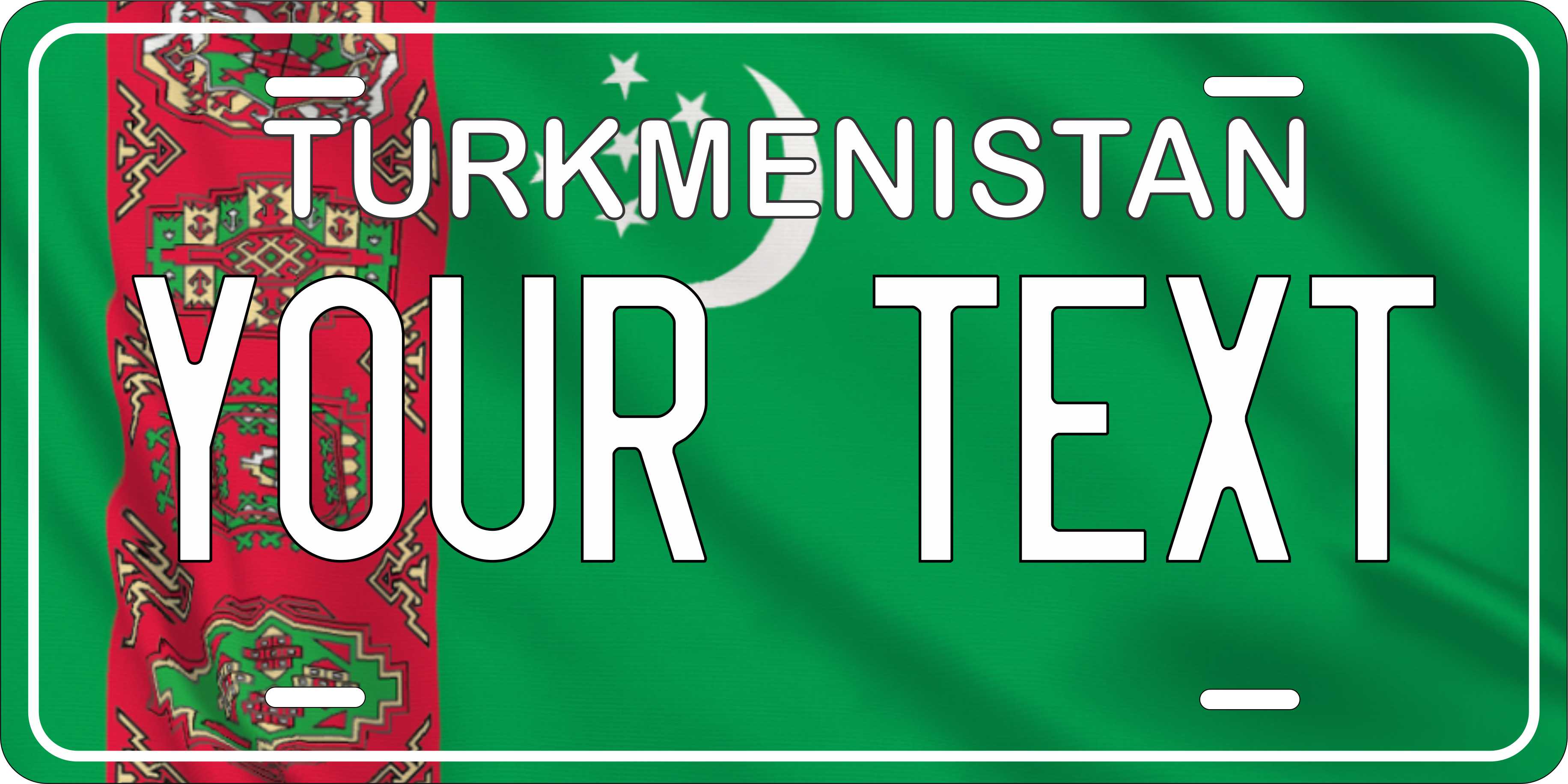Turkmenistan  Asia Flag Wave License Plate personalized Novelty Fun Car Bike Motorcycle