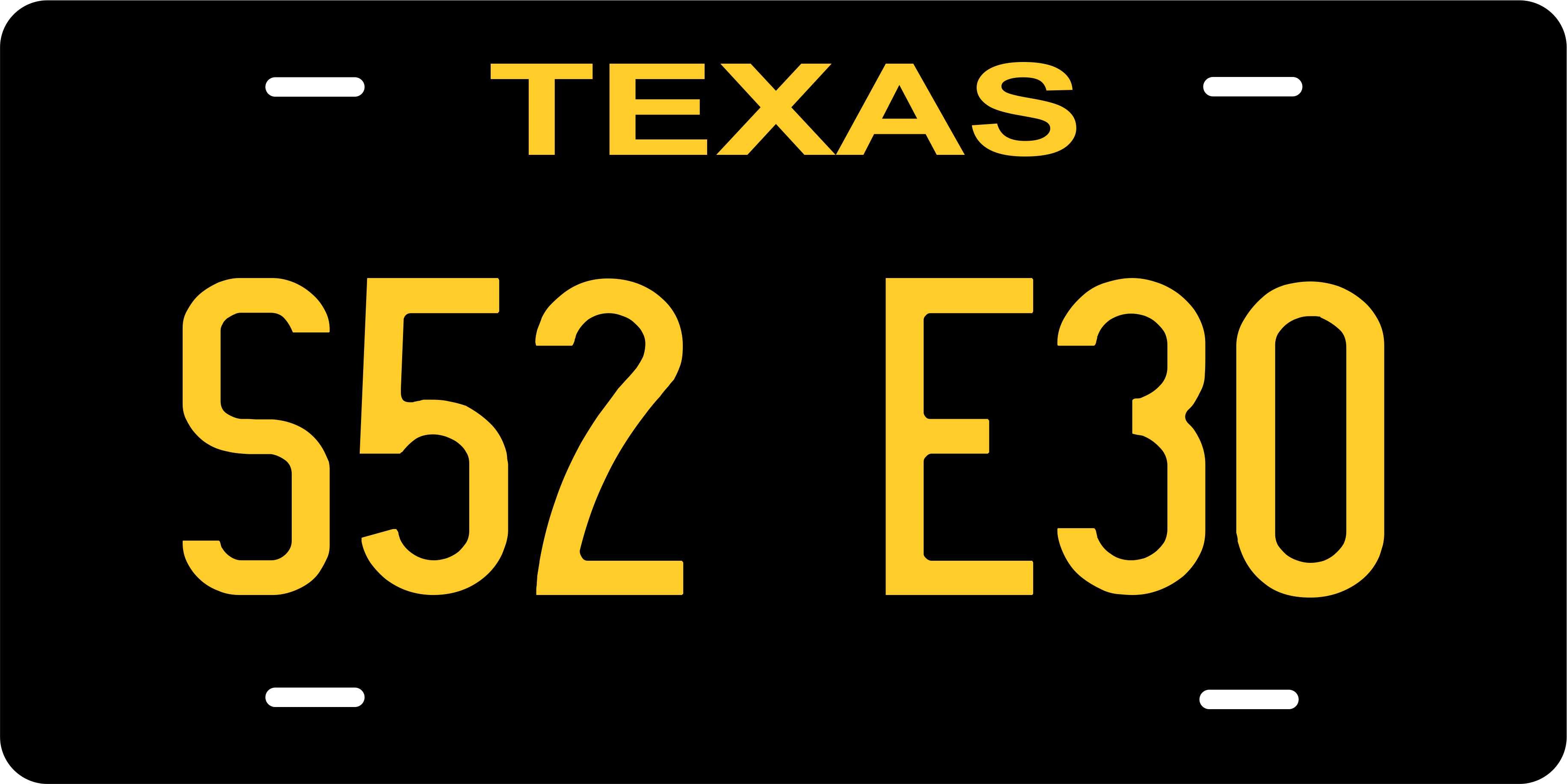 Texas Black Yellow License Plate Personalized Novelty Fun Car Bike Motorcycle