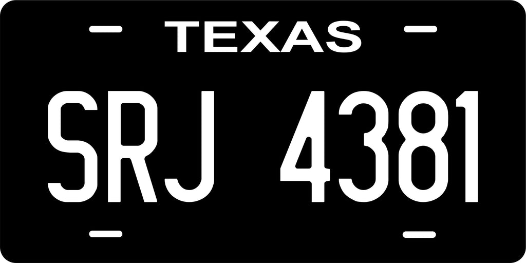 Texas Black White License Plate Personalized Novelty Fun Car Bike Motorcycle