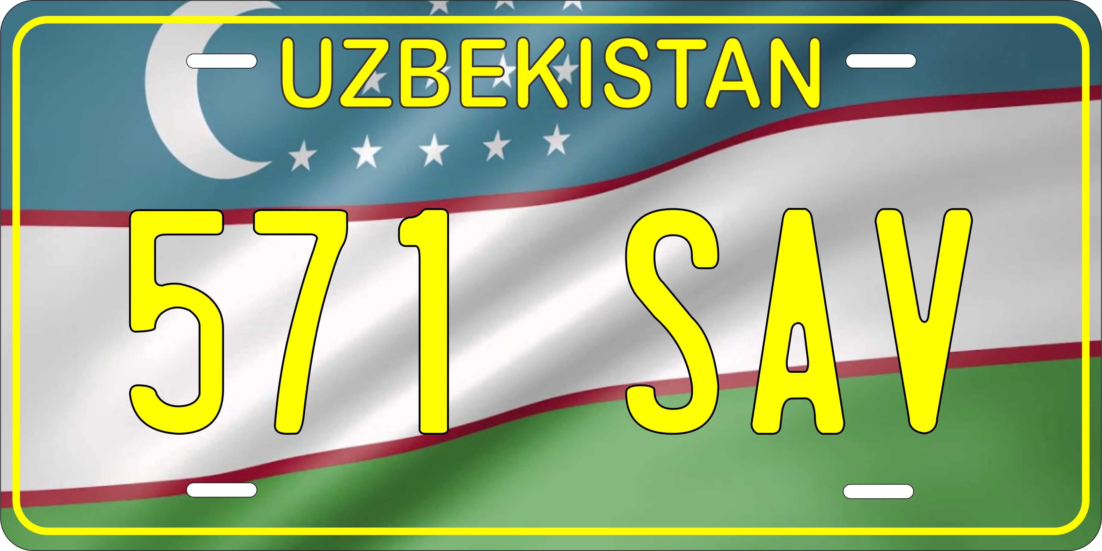 Uzbekistan   Asia Flag Wave License Plate personalized Novelty Fun Car Bike Motorcycle