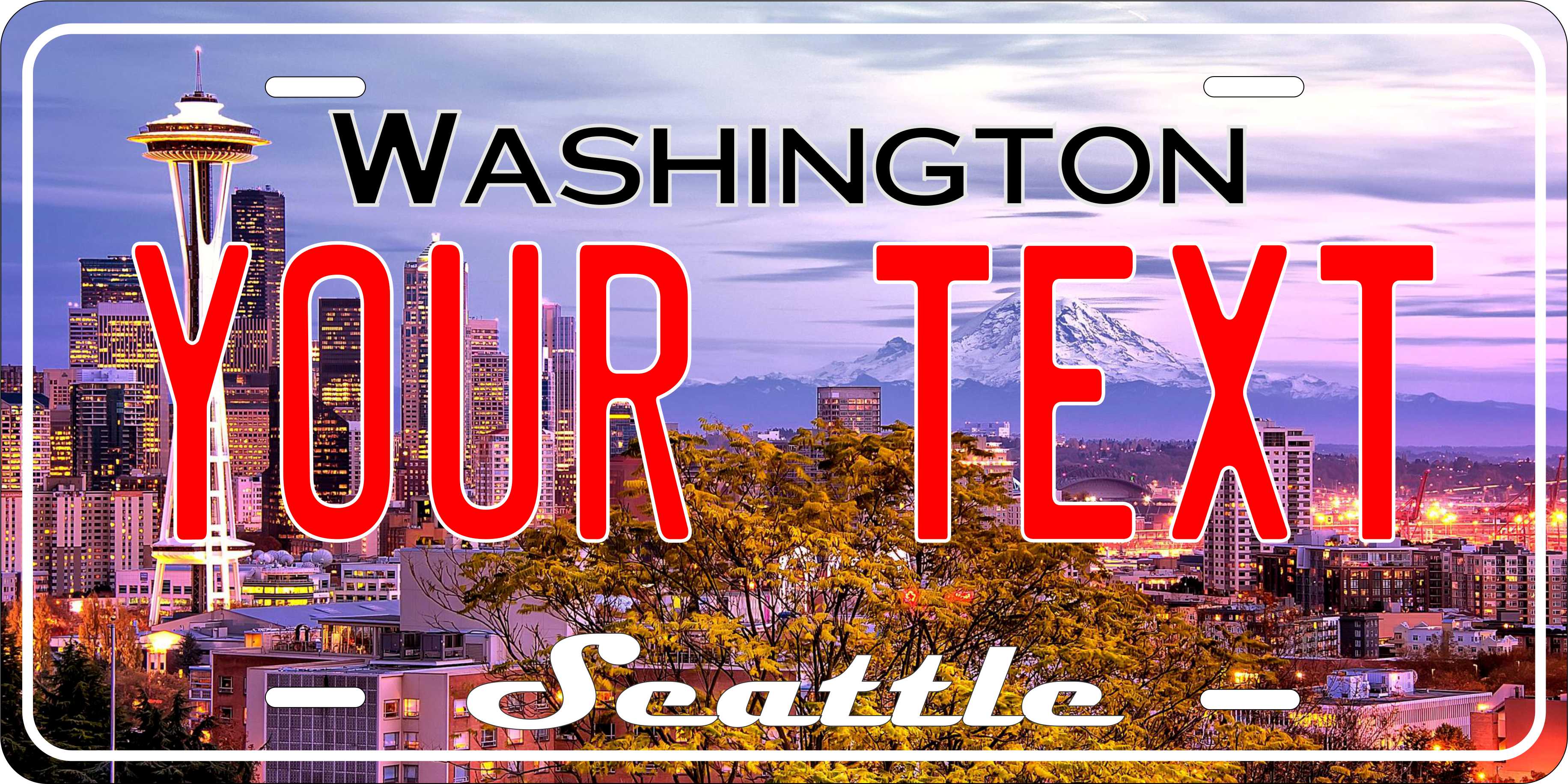 Washington State Seattle License Plate Personalized Novelty Fun Car Bike Motorcycle